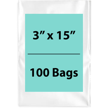 3X15 inches Clear Flat Poly Bags 1.5Mil Open Top (LDPE)